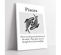 Pisces Star Sign Zodiac Astrology Quote Slogan - Canvas Wall Art Print Picture - 24 inch wide x 36 inch high (Frame Depth 30mm)