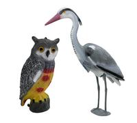Pisces Twin Pack Pond Decoy Realistic Owl And Heron Pest Deterrent Scarer Koi Carp Fish