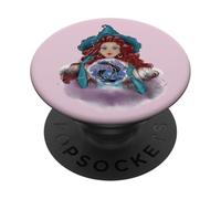 Pisces Woman Witch Hat - Hand Drawn - Birthday Zodiac PopSockets Adhesive PopGrip