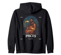 Pisces Zodiac Bear Mystic Astrology Queer Pride Fish Design Zip Hoodie