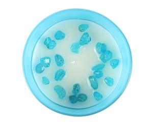 Pisces Zodiac Candle with Gardenia Fragrance, Sodalite Chips, and Aquamarine Crystal for Spiritual Purpose