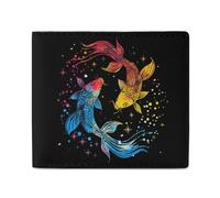 Pisces Zodiac Constellation Bifold Wallet for Women Men Personalized Coin Purse Card Case Holder Pocket Wallet