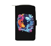 Pisces Zodiac Constellation Womens PU Leather Wallet Long Purse Clutch Organizer for Office Travel