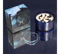 Pisces Zodiac Crystal Candle & Gemstone Bracelet Set
