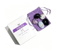 Pisces Zodiac Gemstone Box Set, 19th Feb - 20th Mar | 5 Tumbled Crystals, Velvet Pouch Included, Zodiac Crystal Kit, Meditation Stones, Collectible Gift Box