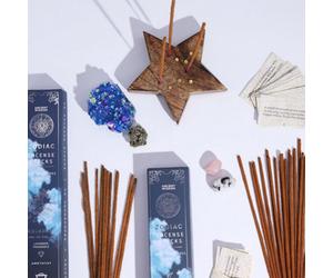 Pisces Zodiac Incense Set With Aquamarine & Horoscopes - Spiritual Calm