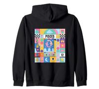 PISCES Zodiac Sign Bauhaus Style - Modern Astrology Art Zip Hoodie