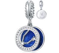 Pisces Zodiac Sign Charms for Pandora Charm Bracelets - 925 Sterling Silver Necklace Pendants, 12 Constellation/Horoscope Star Dangling Birthstone Beads, Birthday Gifts Women/Men/Girls/Boys