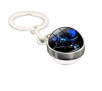 Pisces Zodiac Sign Keyring Gifts For Women Men - Double Sided Cabochon Glass Ball Horoscopes Keychains,Home Car Door Keys Holder Astrology Present,