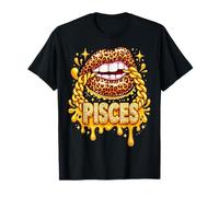 Pisces Zodiac Sign Leopard Print Lips Aesthetic Horoscope T-Shirt