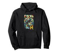 Pisces Zodiac Sign with Colorful Fish Astrology Pullover Hoodie