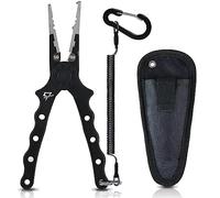 Piscifun Aluminium Fishing Pliers Hook Remover Braid Cutters Split Ring Pliers 7-1/10Inch, Black