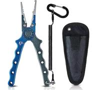 Piscifun Aluminium Fishing Pliers Hook Remover Braid Cutters Split Ring Pliers 7-1/10Inch, Blue & Silver