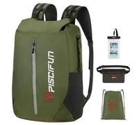 Piscifun Dry Bag Waterproof, Floating Dry Backpack, Lightweight Waterproof Dry Bag with Waist Pouch and Phone Case for Kayaking, Camping, Beach, Boating & Swimming for Men & Women Army Green 10L