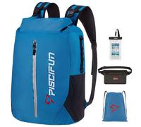 Piscifun Dry Bag Waterproof, Floating Dry Backpack, Lightweight Waterproof Dry Bag with Waist Pouch and Phone Case for Kayaking, Camping, Beach, Boating & Swimming for Men & Women Light Blue 20L