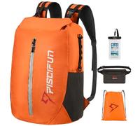 Piscifun Dry Bag Waterproof, Floating Dry Backpack, Lightweight Waterproof Dry Bag with Waist Pouch And Phone Case for Kayaking, Camping, Beach, Boating & Swimming for Men & Women Orange 20L