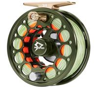 Piscifun Sword Fly Fishing Reel with Line, Pre-Loaded CNC-Machined Aluminum Alloy Fly Reel, Light Weight and Corrosion Resistance Design, 3/4wt Olive Green