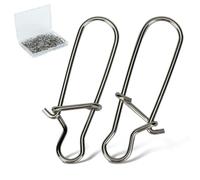 Piscorush Duo-Lock Fishing Snaps Stainless Nice Snaps Fishing Clips Lure Hook Connector Quick Change Lock Saltwater Fishing Accessories Size #000-#10 (Pack of 50, Size #10 / 260lb)