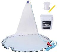 Pisfun American Saltwater Fishing Cast Net for Bait Trap Fish 4ft/6ft/8ft/10ft/12ft Radius, 1/4inch Mesh Size (10 Feet* 1/4 Inch/3.8KG)