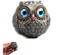 Pisheng Lucky Owl Guardian-The Wise Watcher of The Felt, Realistic Owl Animal Figurines, Lucky Mini Owl Statue for Poker Enthusiasts, Mini Owl Statue Home Decor, Energy Lucky Decor (Blue)