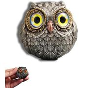 Pisheng Lucky Owl Guardian-The Wise Watcher of The Felt, Realistic Owl Animal Figurines, Lucky Mini Owl Statue for Poker Enthusiasts, Mini Owl Statue Home Decor, Energy Lucky Decor (Yellow)