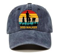 Pishovi Dog Walker Funny Distressed Washed Black Baseball Cap, Vintage Adjustable Cotton Cap, Retirement Gifts for Men and Women, Birthday for Mom Grandma Dog Lovers, Black, 7-7 1/4