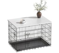 Piskyet Dog Crate Topper Wood Countertop for 48 42 36 30 24 inch Dog Cage, Dog Crate Cover,Dog Kennel Topper(Crate Not Include) (White, for 42 Inch Crate)