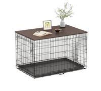 Piskyet Dog Crate Topper Wood Countertop for 48 42 36 30 24 inch Dog Cage, Dog Crate Cover,Dog Kennel Topper(Crate Not Include) (Walnut, for 30 Inch Crate)