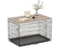 Piskyet Dog Crate Topper Wood Countertop for 48 42 36 30 24 inch Dog Cage, Dog Crate Cover,Dog Kennel Topper(Crate Not Include) (Grey, for 30 Inch Crate)