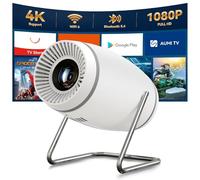 Pisodawn Mini Projector, 4K 1080P WiFi Bluetooth Portable, White, LCD, HDMI/USB, 3.5mm Jack, 3000 Lumen, 1500:1 Contrast, 50000 Hour LED, Auto Keystone, 180° Rotatable, 40-130" Screen, Home Cinema