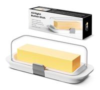 Pisol Butter Dish with Lid for Countertop and Refrigerator Door Shelf, Airtight Butter Keeper Container, Butter Holder for East/West Coast Butter, BPA-free, Microwave/Dishwasher Safe