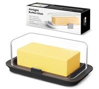 Pisol Large Butter Dish for 250g and 500g Butter, Airtight Butter Keeper with Lid Fit a Full Pound Block of Butter, Locking Butter Container for Countertop, Cat/Dog Proof, Black