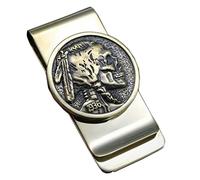 PISOM Metal Money Clip, Brass Moneyclip, Vintage Coins Money Clip For Dad, Creative Skull Money Clip Wallet For Men