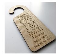Piss Off I'm Busy Funny Please Do Not Disturb Door Sign Wooden Hanging Door Knob Sign Office Home
