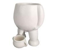 Piss Pot Planter Resin Peeing Plant Pot Succulent Pot for Indoor Outdoor (White)