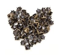 Pissente 100 PCS 9MM Brass Copper Square Rivets, Brads Fasteners for Leather Crafts Clothing Bags Shoes Decoration with Gold Silver Gun Bronze Color Options (Antique Brass)