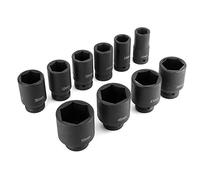 Pissente 10pcs 3/4 Ratchet Socket Set, Chrome Molybdenum Steel, Durable 6-Point Impact Socket for Auto Repair and Mechanical Work