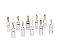 Pissente 24K Gold Banana Plugs, 10Pcs Dual Screw Lock Speaker Connector for Speaker Wires Home Theater with Color Coded Ferrules Pure Copper Non Magnetic