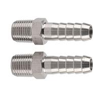 Pissente 2PCS 1/4in Stainless Steel BSPT Male Thread Connector Barb Joint Quick Coupling Connector Pipe Fitting with Female Thread Pipe Fitting for Air Pipe Connection in (BSPT1/4-10mm)