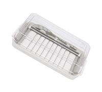Pissente Butter Cutter Container, Butter Slicer With Knife, Stainless Steel Cheese Storage Box for Fridge Kitchen, Transparent Cover, Refrigerator Access (Butter lattice hole cutting box (white