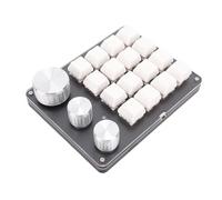 Pissente Custom Keypad, 16 Key Programmable Mechanical Keyboard with 3 Knobs and LED Lights, Compact Wired Macro Pad for Gaming Shortcuts and Graphic Design (White)