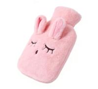 Pissente Hot Water Bottle, Plush Cartoon Hot Water Bag with Cover, Removable Washable Design for Cozy Nights and Winter Travel (Pink)
