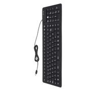 Pissente Keyboard 108 Key Spanish USB Wired Portable Foldable Quiet Silicone Keyboard for Office Home Travel Black