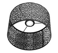 Pissente Lamp Shade Hollow Metal Lampshade Iron Lamp Shade 25cm X 16cm E27 E14 Dual Use Cut Pattern Heat Dissipation for Table Floor Ceiling Chandelier Living Room Bedroom (Black)