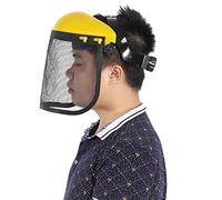 Pissente Mesh Safety Helmet Full Face Mesh Visor for Logging Brushcutter Forestry Farming with Adjustable Headband Sweatband Black Yellow