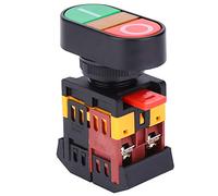 Pissente Push Button Switch, 22mm 25mm LED Light NO NC Momentary On Off Two Switch Circuits Red Green Buttons Compact Design Superior Texture (24V)