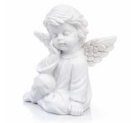 Pissente Sleeping Angel Figurine, Cherub Statue, Synthetic Resin, White Baby Statue for Party Decorations