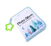 Pissente Soft Cloth Baby Photo Album With Safe Mirror | Interactive Tummy Time Crinkle Pages Stimulate Senses, Double Sided Satin Cord Binding Family Picture Slots, Adorable First