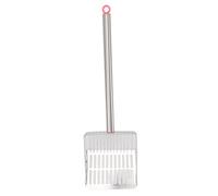 Pissente Stainless Steel Chicken Poop Scooper Long Handle Slat Litter Sifting Shovel for Chicken Coop and Pet Beach Cleanup (Pink)