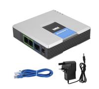 Pissente VoIP Gateway 2 Ports Internet Phone Adapter SIP RJ45 Cable for PAP2T with Network Cable Lightweight Portable (UK Plug)